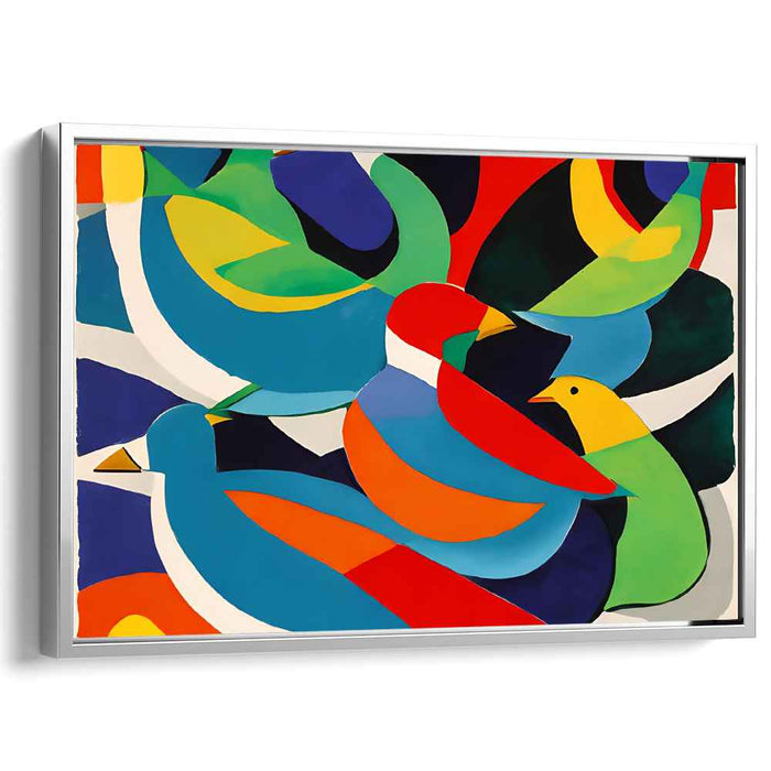 Spiral Harmony: Abstract Avian Symphony Canvas Art