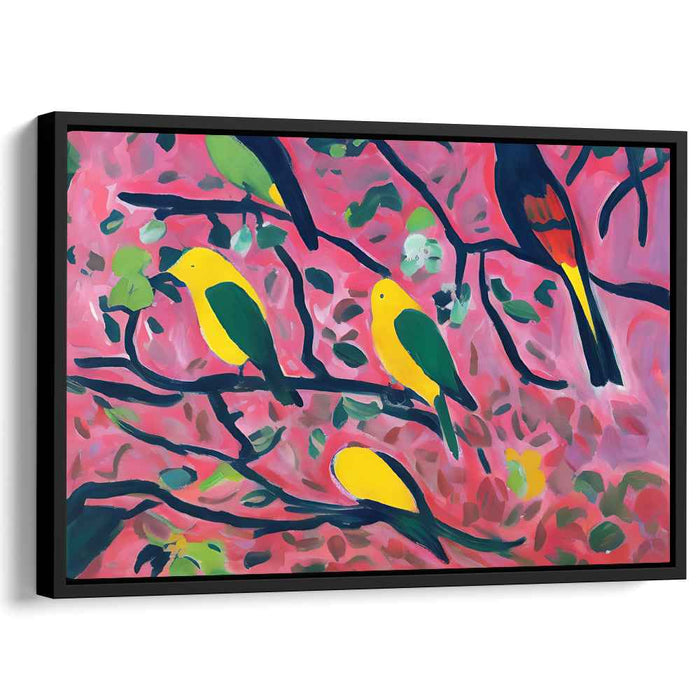 Feathers Among Leaves: Vivid Birds in Lush Foliage Canvas Art
