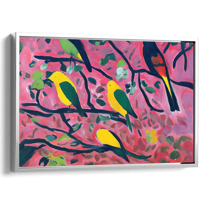 Feathers Among Leaves: Vivid Birds in Lush Foliage Canvas Art