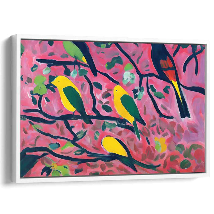 Feathers Among Leaves: Vivid Birds in Lush Foliage Canvas Art