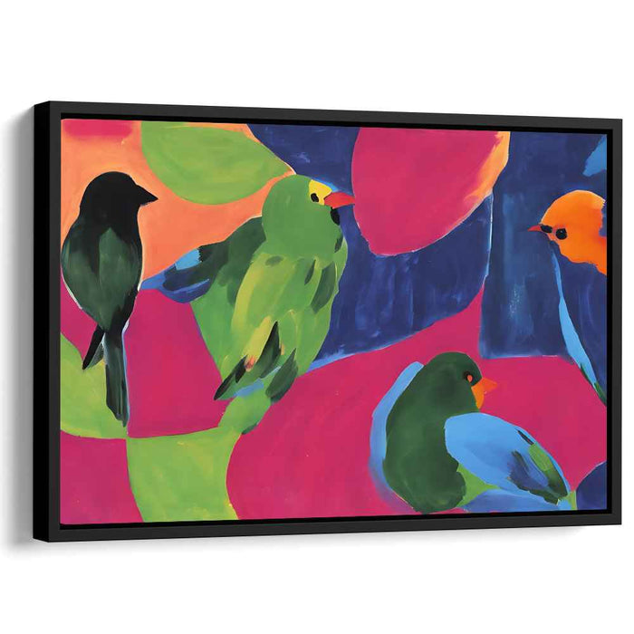 Avian Array Fusion: A Colorful Assembly of Birds - Modern Abstract Canvas Art
