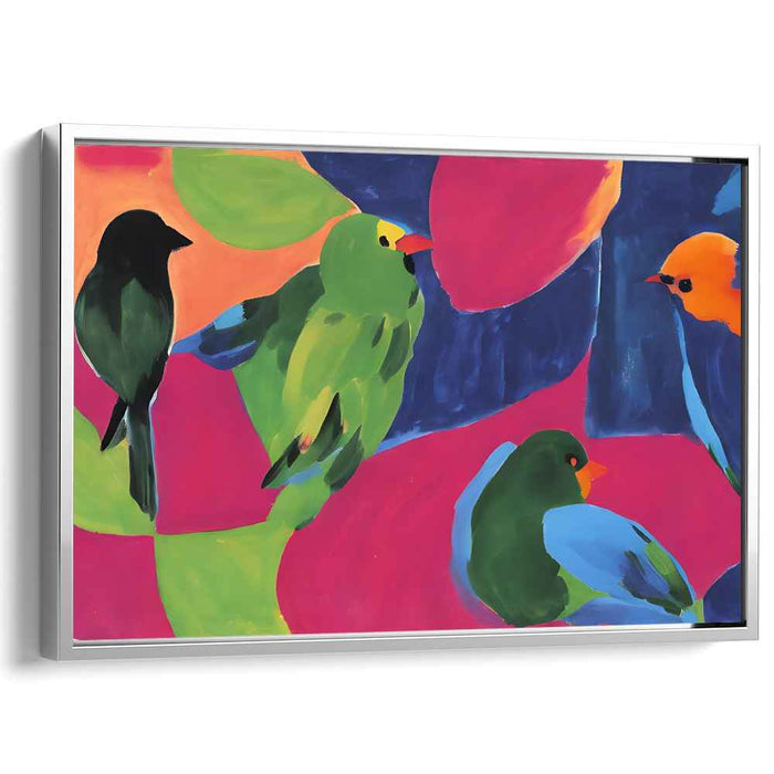 Avian Array Fusion: A Colorful Assembly of Birds - Modern Abstract Canvas Art