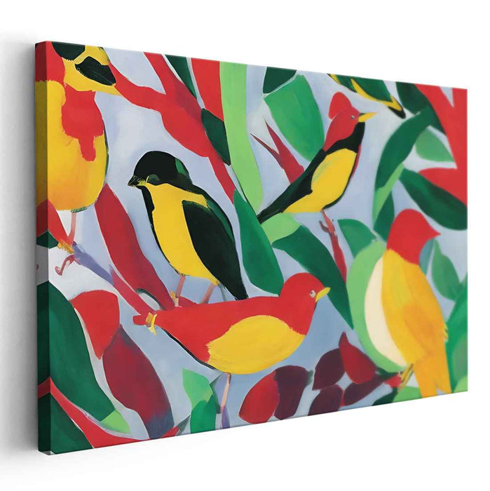 Avian Fauvist Fantasia: Fauvist Bird Paradise Canvas Art Print
