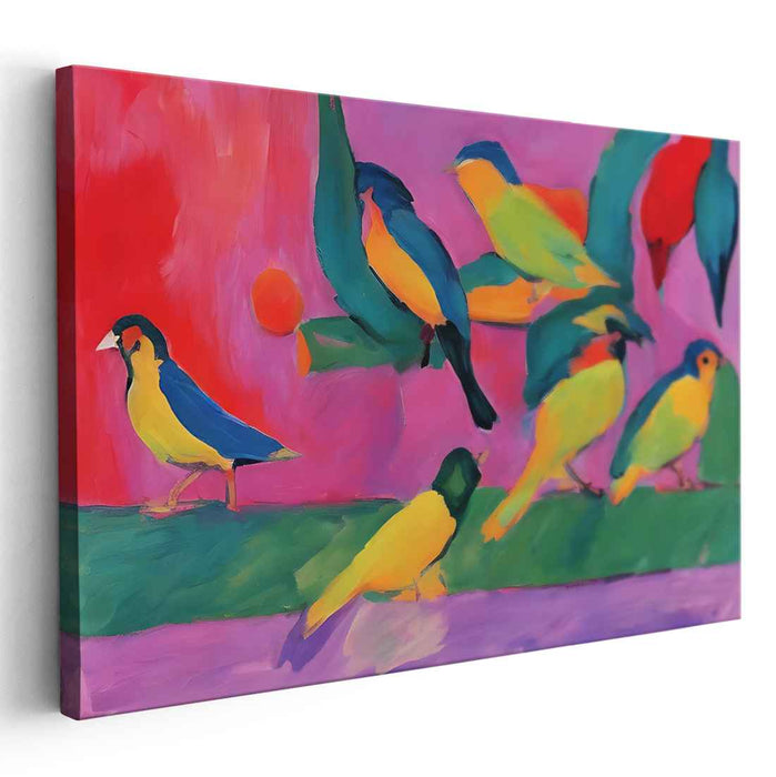 Vivid Avian Palette: Bold Fauvist Style Bird Canvas Art Print
