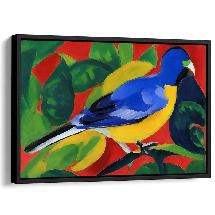 Plumage Melodies: Bold Blue and Yellow Bird Canvas Art Print