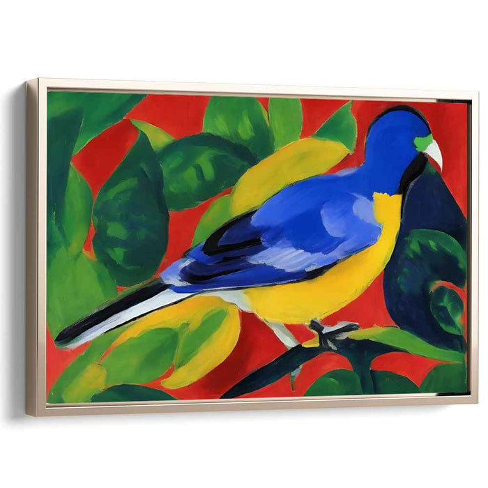 Plumage Melodies: Bold Blue and Yellow Bird Canvas Art Print
