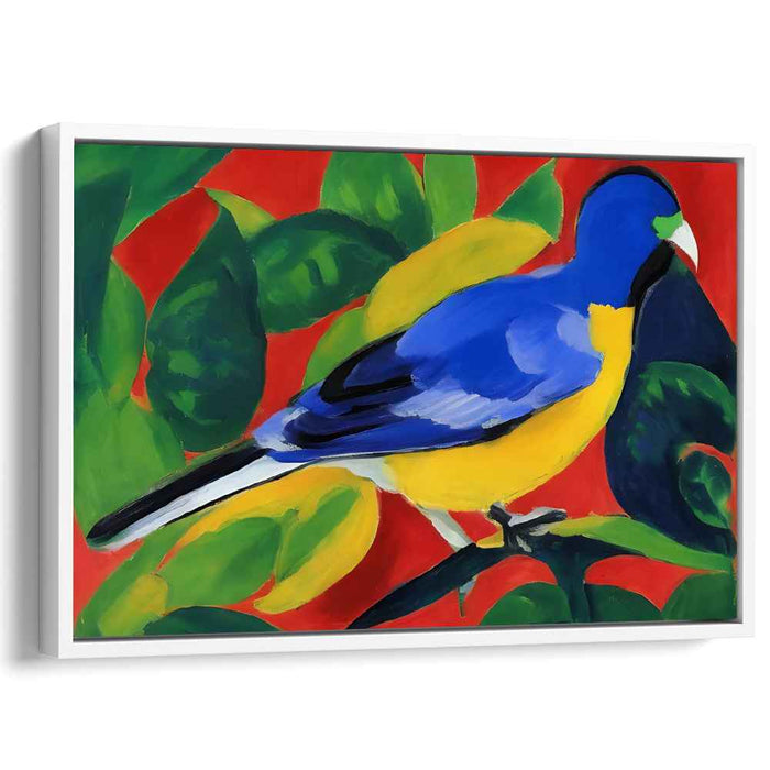 Plumage Melodies: Bold Blue and Yellow Bird Canvas Art Print