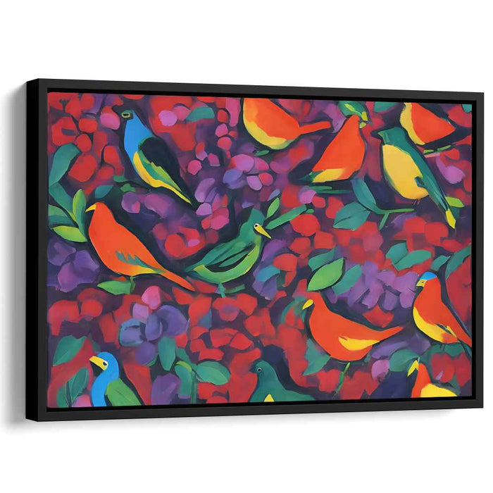 Flight of Feathered Harmony: Vivid Aviary Symphony on Canvas