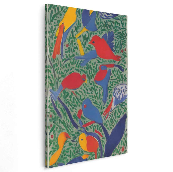 Avian Paradise: Colorful Bird Foliage Canvas Art