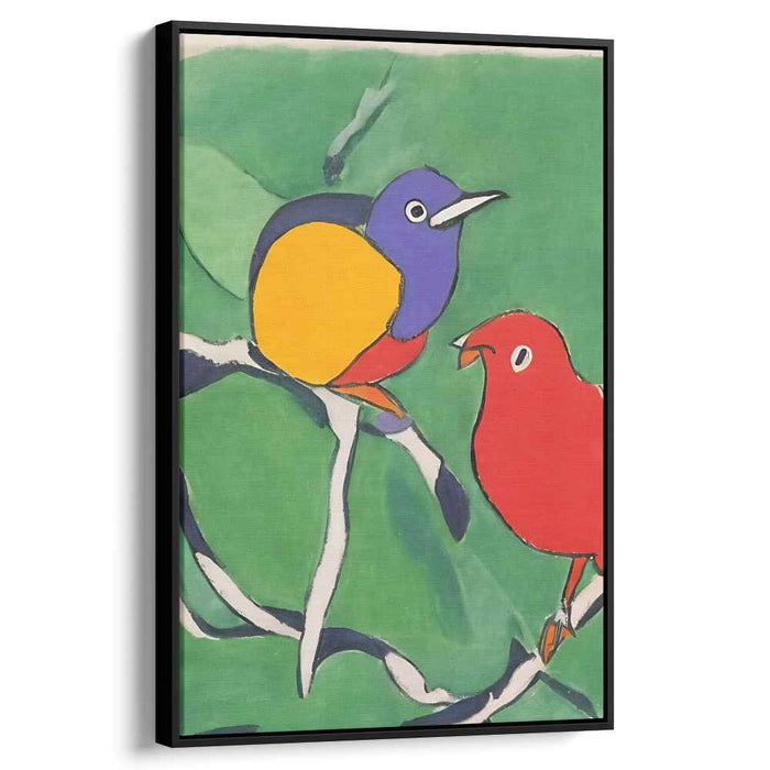 Colorful Companions: Vibrant Birds on Branches Canvas Art Print