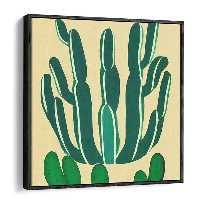 Silent Desert Whispers: Modern Minimalist Cacti Canvas Art Print