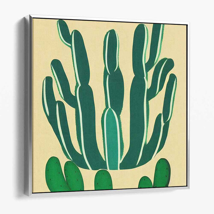 Silent Desert Whispers: Modern Minimalist Cacti Canvas Art Print