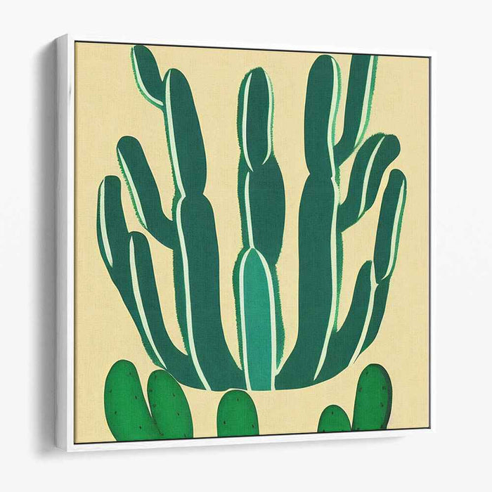 Silent Desert Whispers: Modern Minimalist Cacti Canvas Art Print
