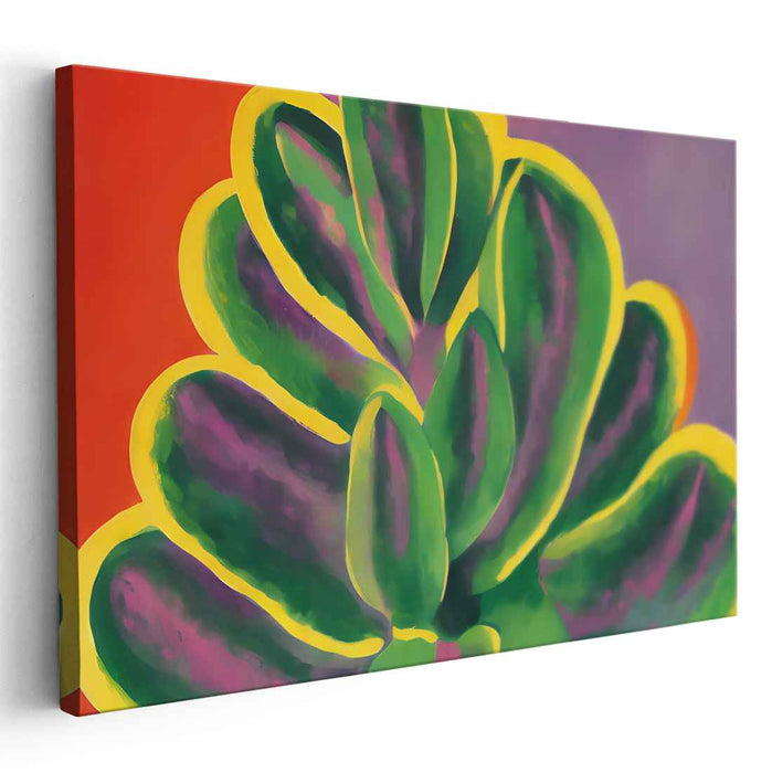 Vivid Succulent: Bold Abstract Botanical Canvas Art Print