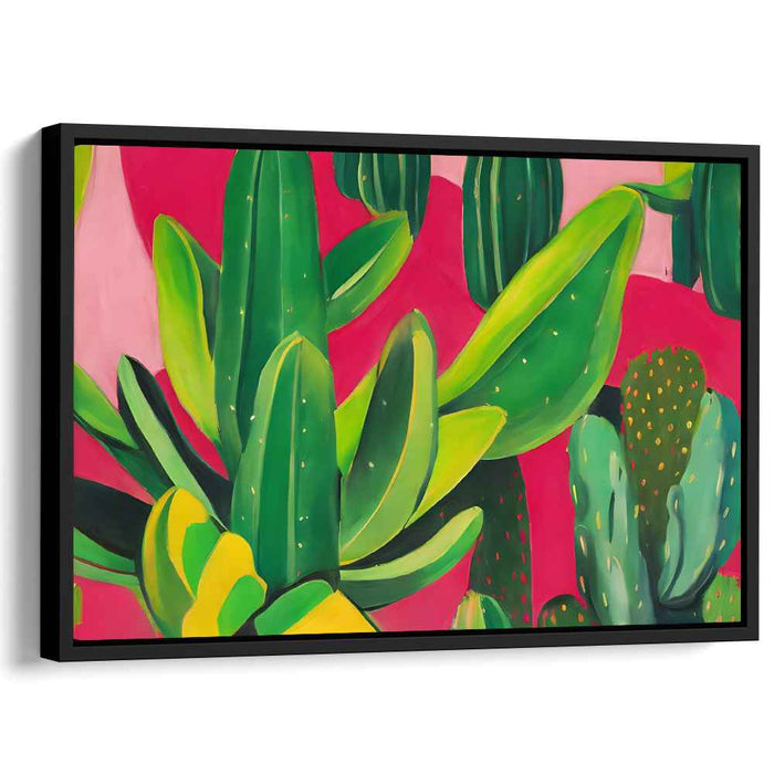 Lush Green Cacti: Vibrant Pop Art Canvas Print