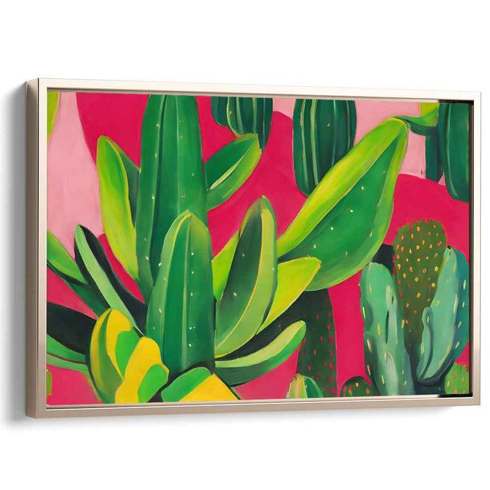 Lush Green Cacti: Vibrant Pop Art Canvas Print