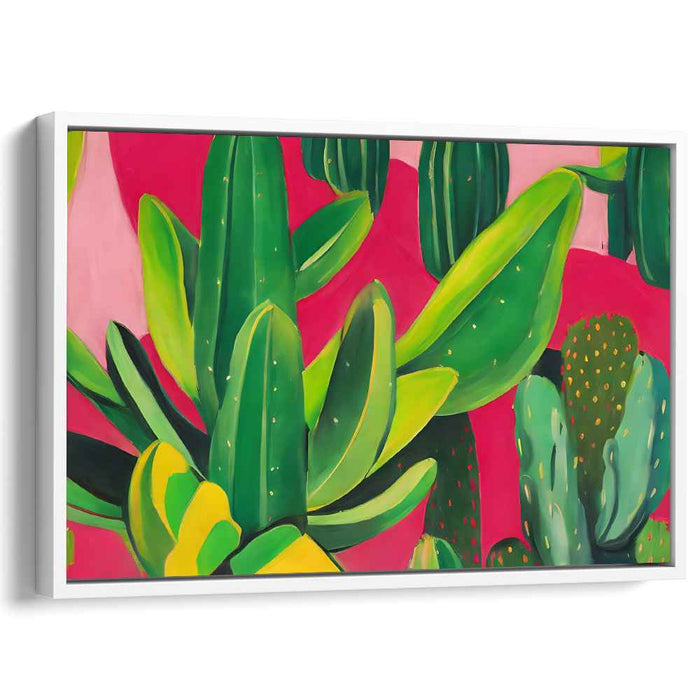 Lush Green Cacti: Vibrant Pop Art Canvas Print