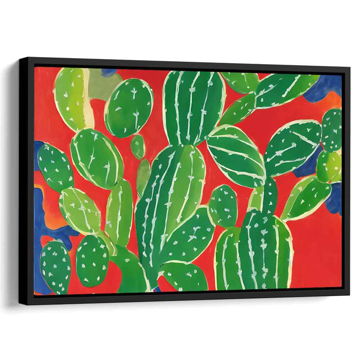 Chromatic Flora Burst: Modern Botanical Canvas Art in Bold Reds and Greens