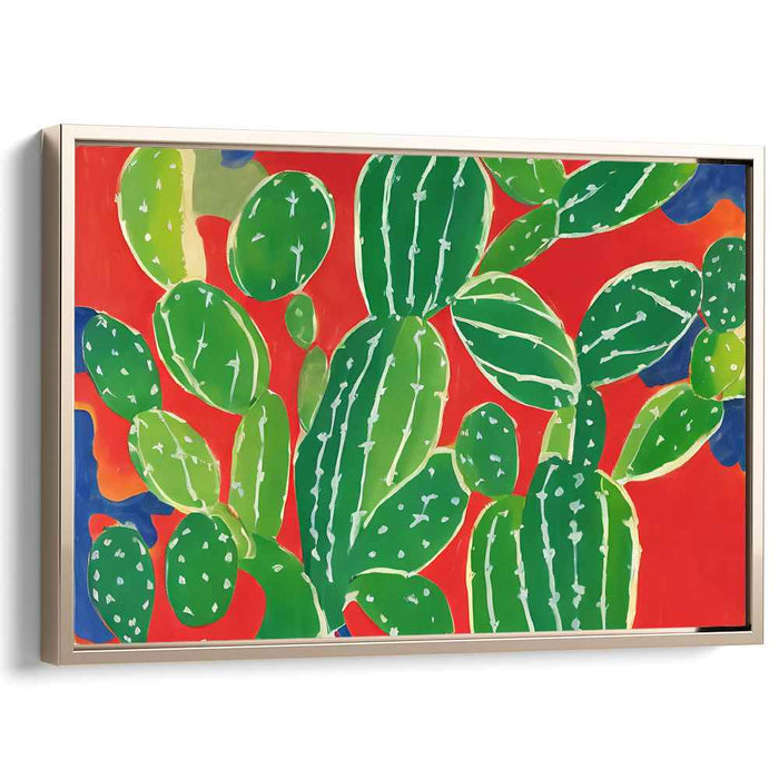 Chromatic Flora Burst: Modern Botanical Canvas Art in Bold Reds and Greens