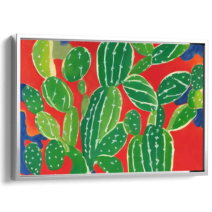 Chromatic Flora Burst: Modern Botanical Canvas Art in Bold Reds and Greens