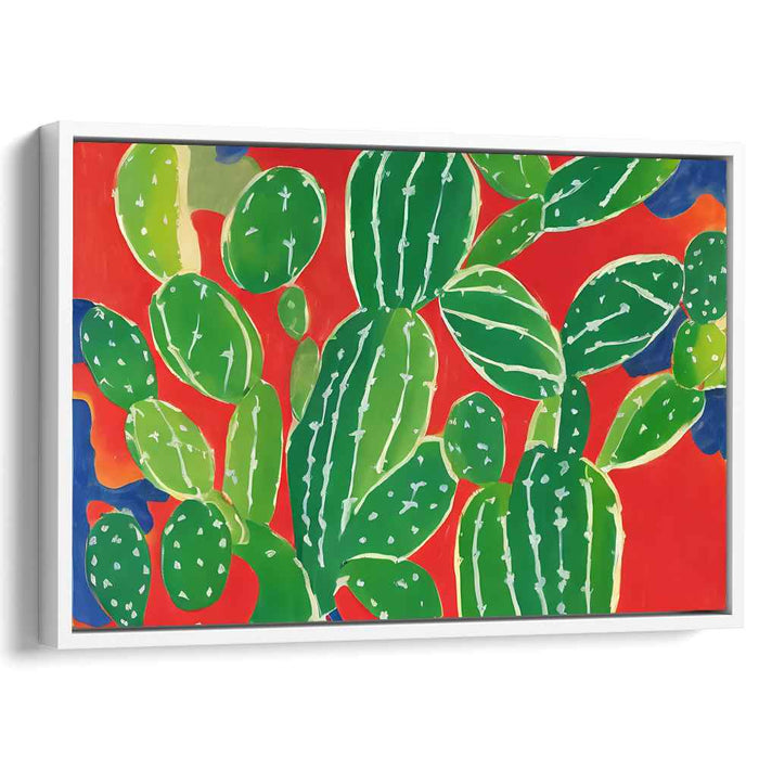 Chromatic Flora Burst: Modern Botanical Canvas Art in Bold Reds and Greens