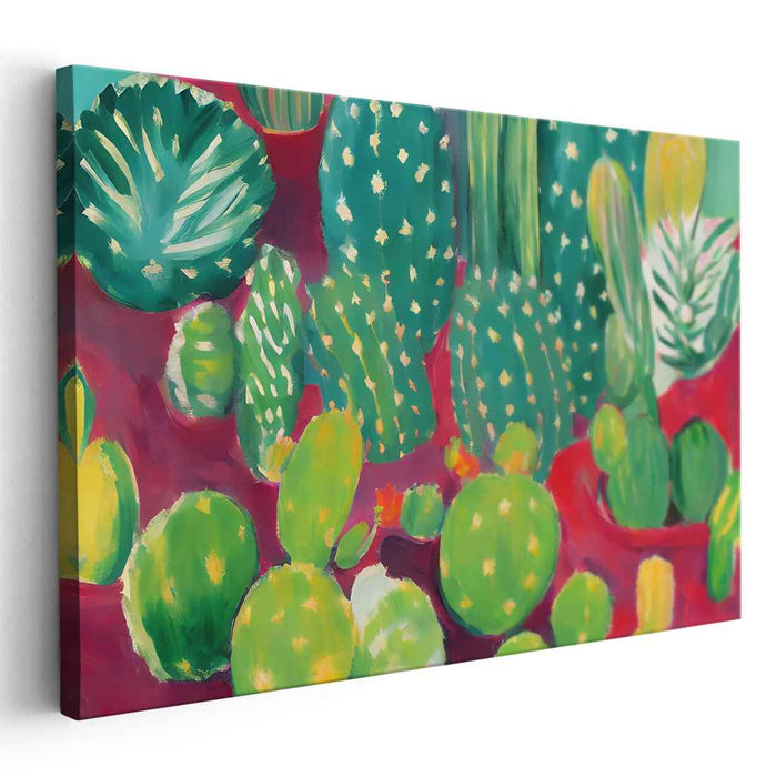 Prickly Hues Dance Delight: Vibrant Cacti Canvas Art Print