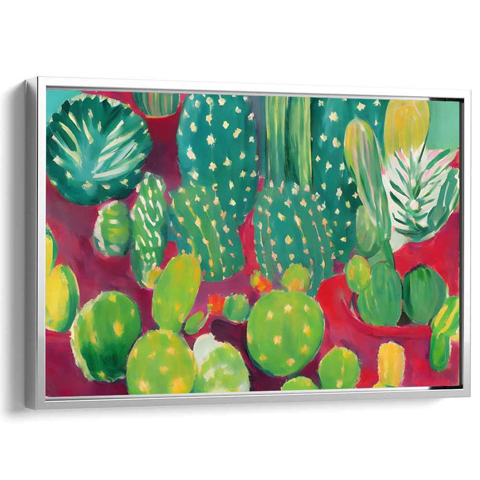 Prickly Hues Dance Delight: Vibrant Cacti Canvas Art Print