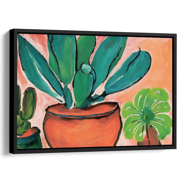 Lively Succulents: Modernist Botanical Canvas Art Print