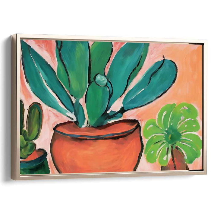 Lively Succulents: Modernist Botanical Canvas Art Print