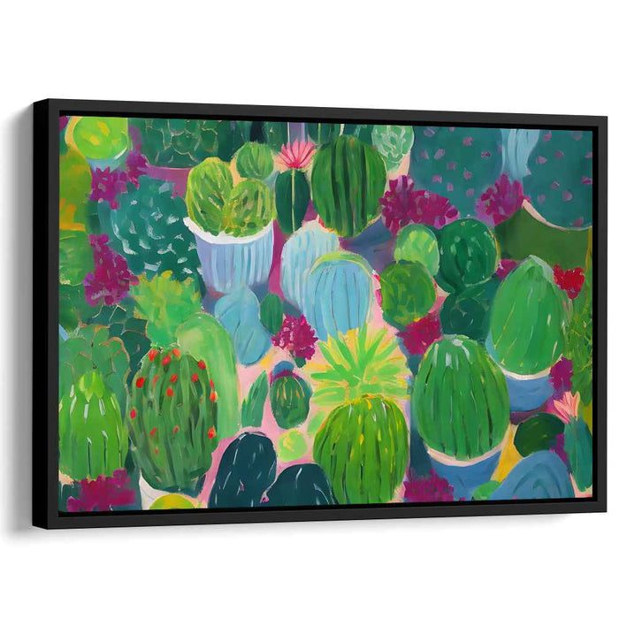 Prickly Proportions: A Symphony of Cacti - Impressionist Garden Canvas Art