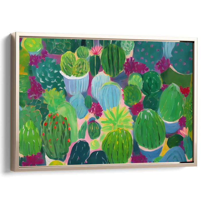 Prickly Proportions: A Symphony of Cacti - Impressionist Garden Canvas Art