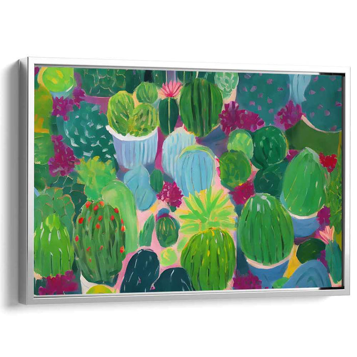 Prickly Proportions: A Symphony of Cacti - Impressionist Garden Canvas Art