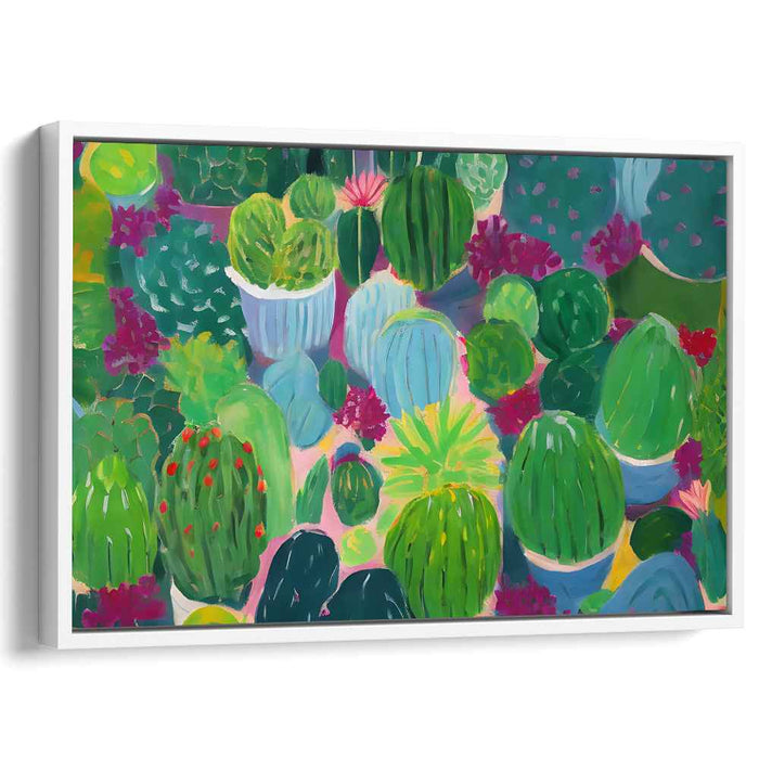 Prickly Proportions: A Symphony of Cacti - Impressionist Garden Canvas Art