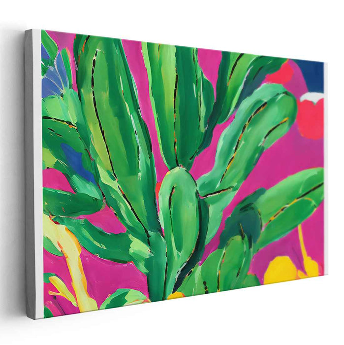 Urban Foliage Illusion: Modern Botanical Canvas Art Print