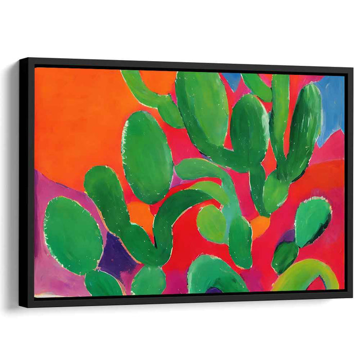 Vivid Cactus Dream: Abstract Expressionist Color Explosion Canvas Art Print