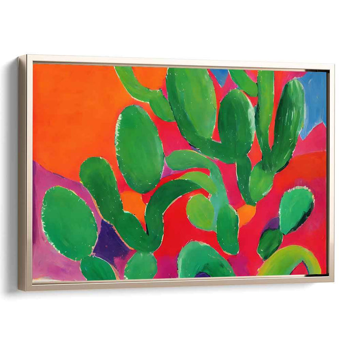Vivid Cactus Dream: Abstract Expressionist Color Explosion Canvas Art Print