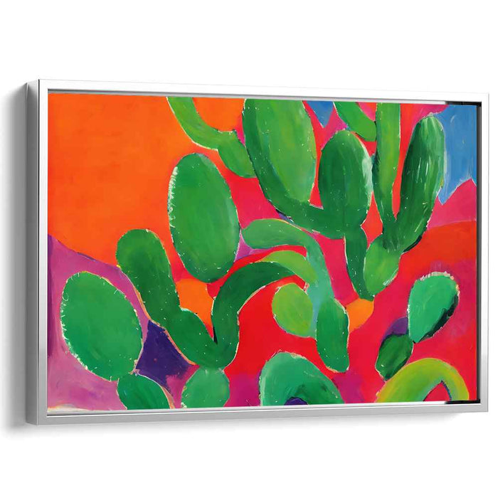 Vivid Cactus Dream: Abstract Expressionist Color Explosion Canvas Art Print
