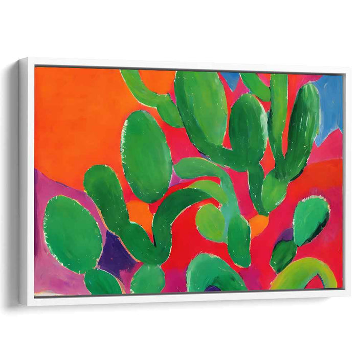 Vivid Cactus Dream: Abstract Expressionist Color Explosion Canvas Art Print