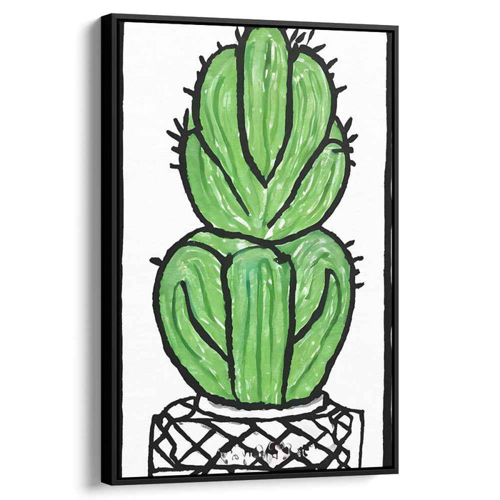 Bold Green Cactus: Whimsical Pop Art Canvas Print