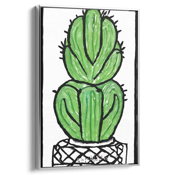 Bold Green Cactus: Whimsical Pop Art Canvas Print