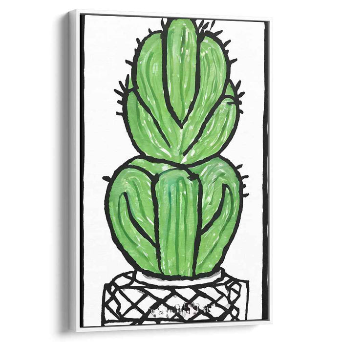 Bold Green Cactus: Whimsical Pop Art Canvas Print