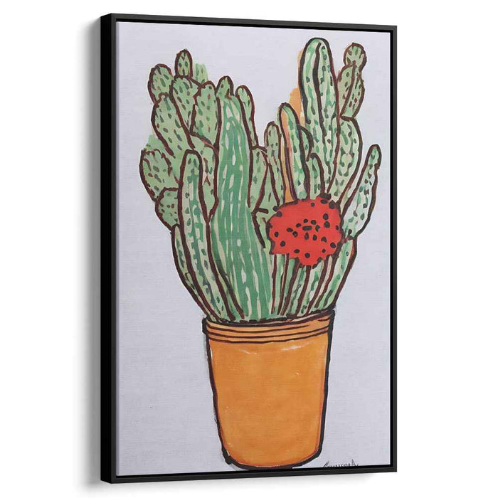 Vibrant Cactus in Bloom: Colorful Botanical Pop Art Canvas Print