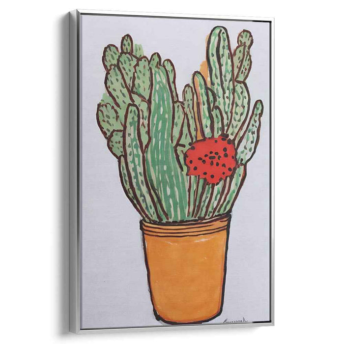 Vibrant Cactus in Bloom: Colorful Botanical Pop Art Canvas Print