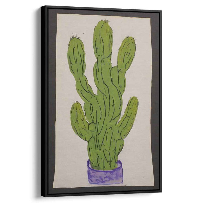 Cactus Silhouette Study: Minimalist Cactus Botanical Canvas Art Print