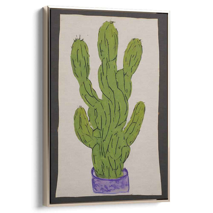 Cactus Silhouette Study: Minimalist Cactus Botanical Canvas Art Print