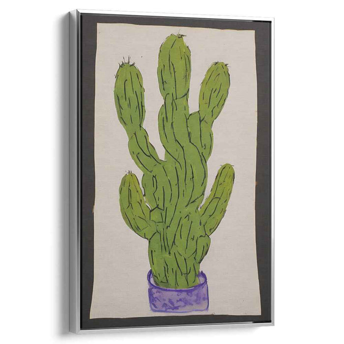Cactus Silhouette Study: Minimalist Cactus Botanical Canvas Art Print