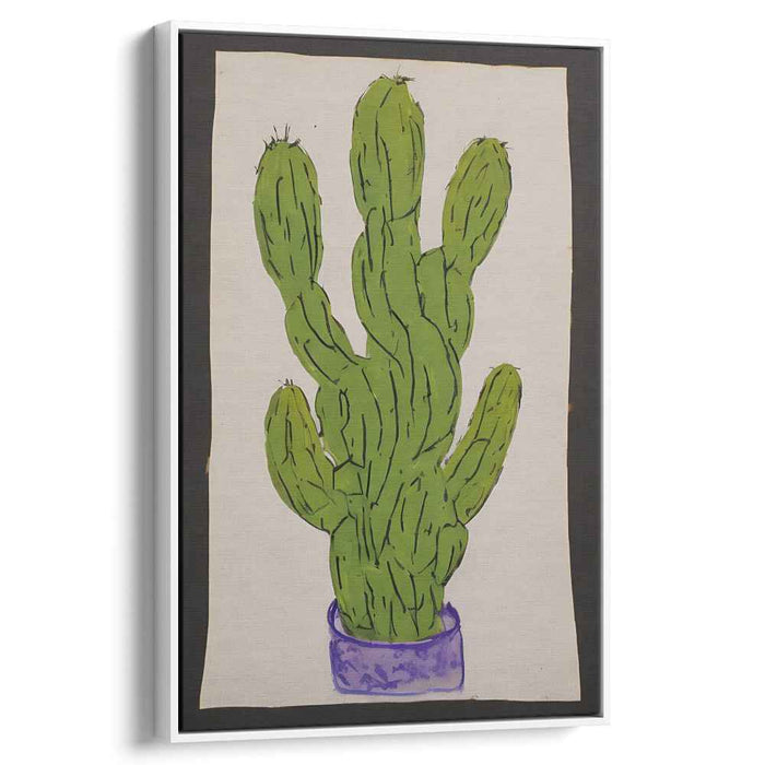 Cactus Silhouette Study: Minimalist Cactus Botanical Canvas Art Print