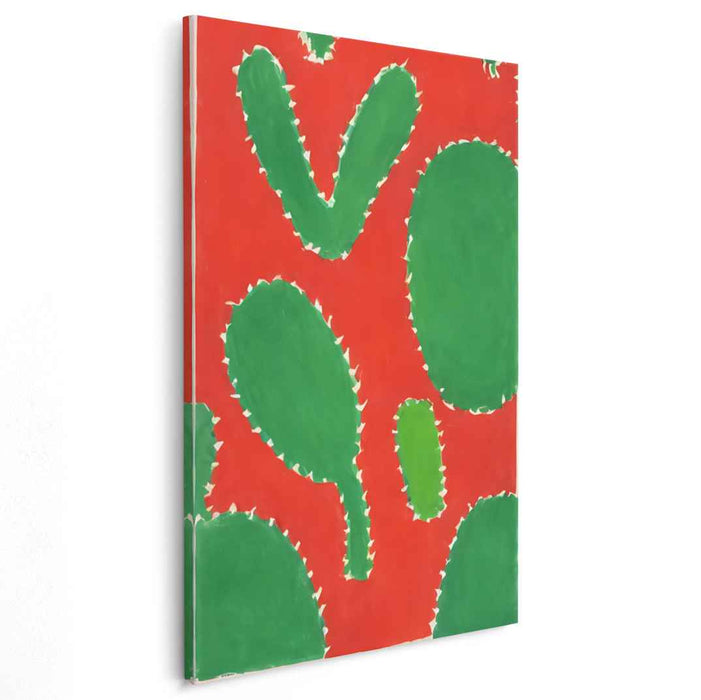 Vibrant Foliage Duality: Bold Red and Green Abstract Botanical Canvas Art Print
