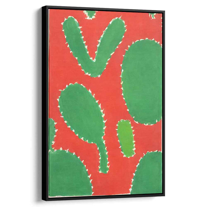 Vibrant Foliage Duality: Bold Red and Green Abstract Botanical Canvas Art Print