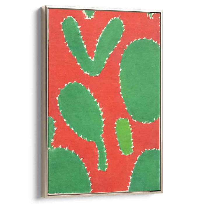 Vibrant Foliage Duality: Bold Red and Green Abstract Botanical Canvas Art Print